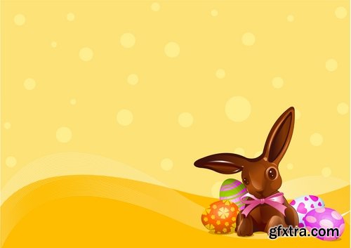 Collection of easter bunny egg flyer banner sticker label invitation card 2-24 EPS
