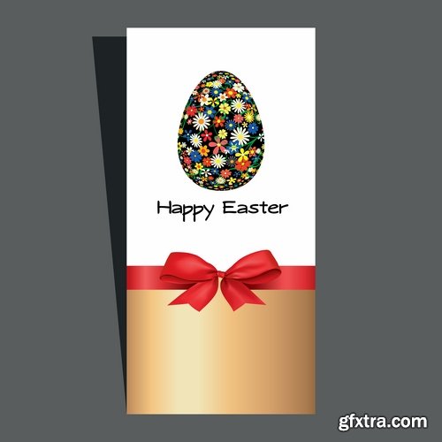 Collection of easter bunny egg flyer banner sticker label invitation card 2-24 EPS