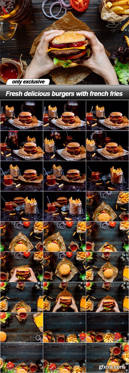 Fresh delicious burgers with french fries - 28 UHQ JPEG