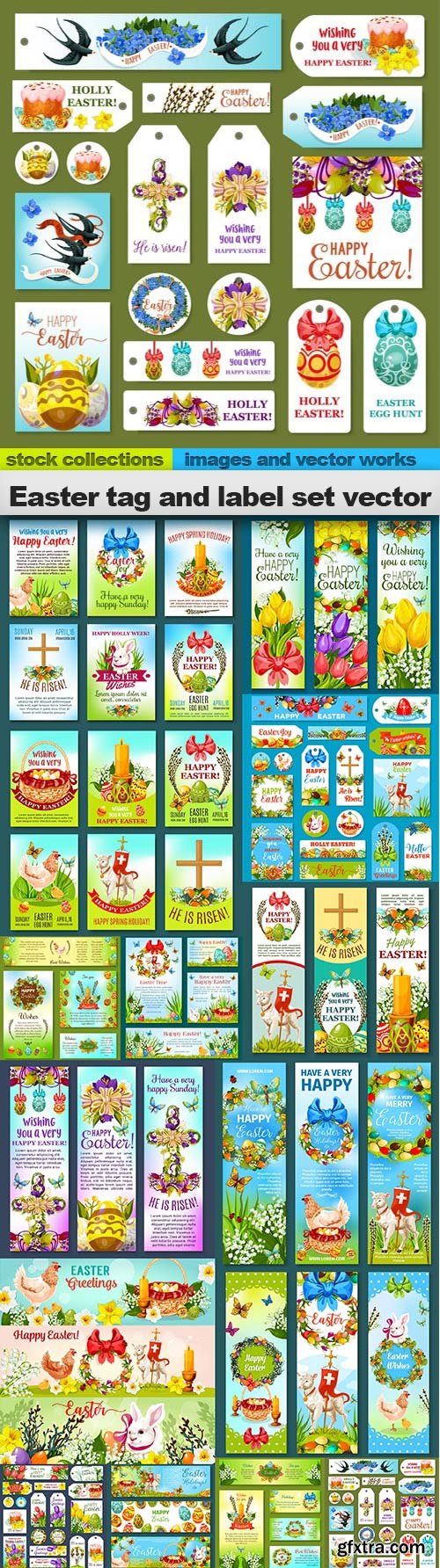 Easter tag and label set vector, 15 x EPS