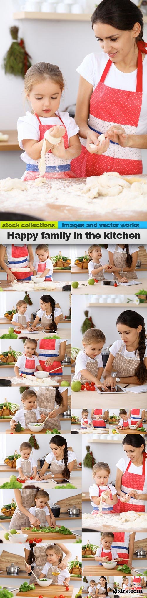 Happy family in the kitchen, 15 x UHQ JPEG