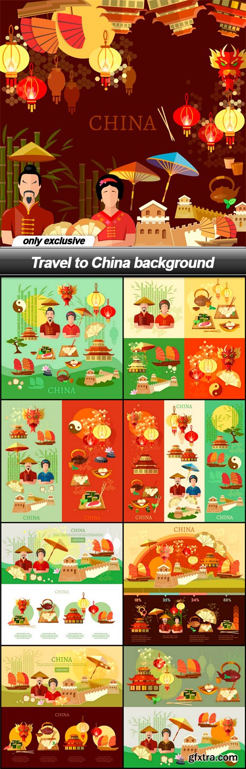 Travel to China background - 9 EPS