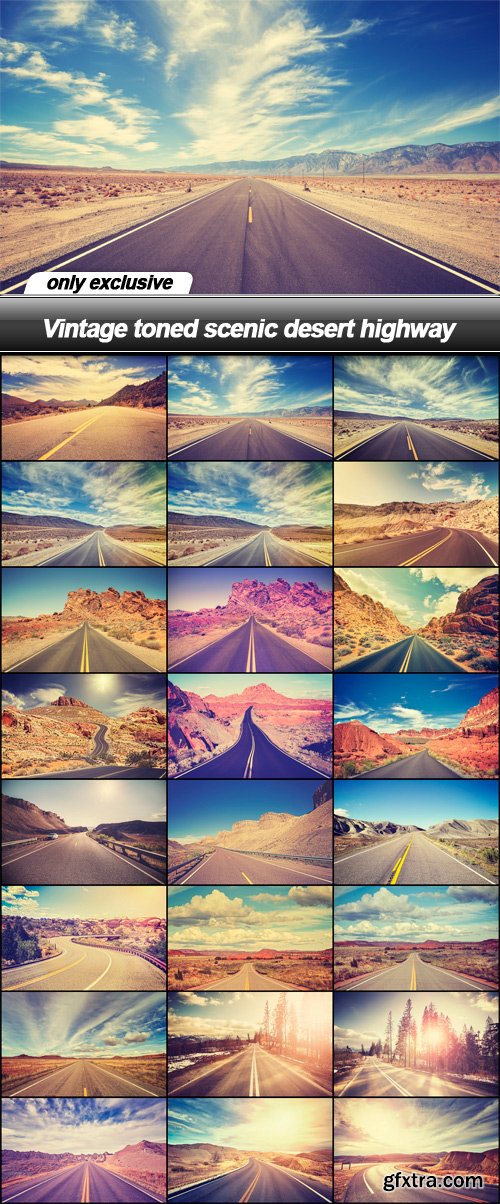 Vintage toned scenic desert highway - 25 UHQ JPEG