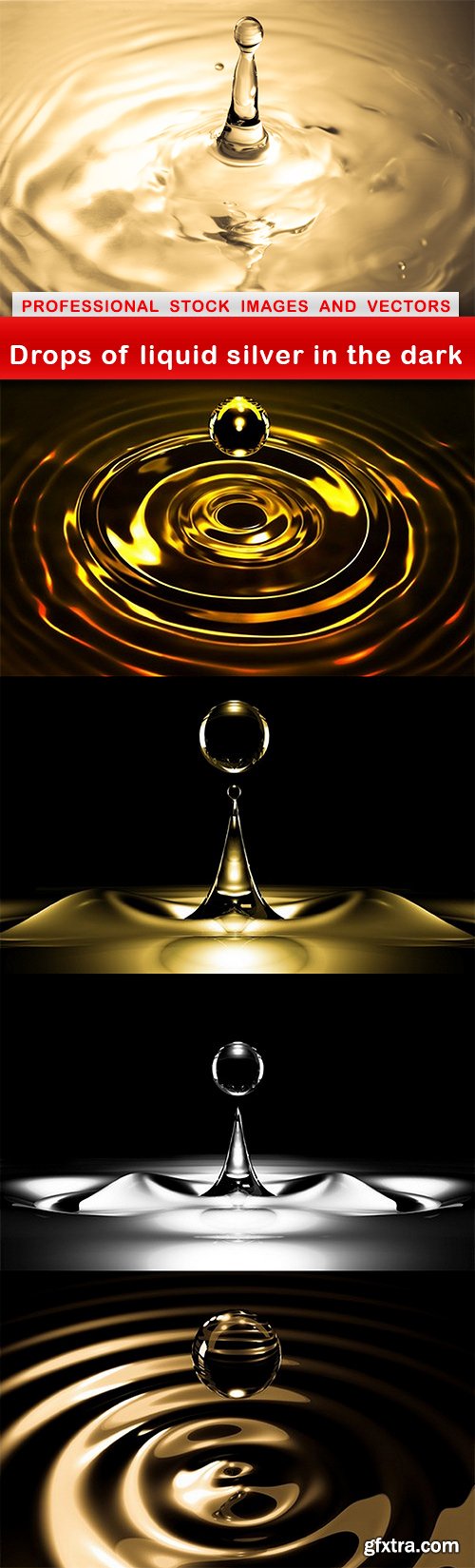 Drops of liquid silver in the dark - 5 UHQ JPEG