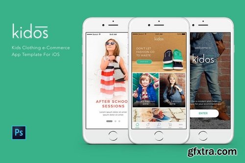 GraphicRiver - Kidos - Kids Clothing iOS UI Kit PSD 16851561