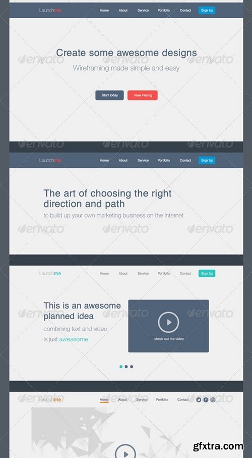 GraphicRiver - Launchme Website Wireframe UI Kit 7386364