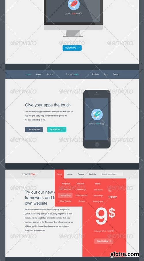 GraphicRiver - Launchme Website Wireframe UI Kit 7386364