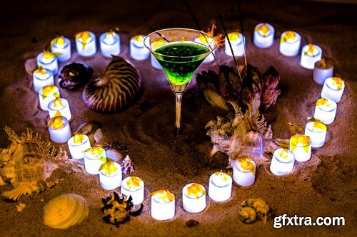 Candles on the sand - 6 UHQ JPEG