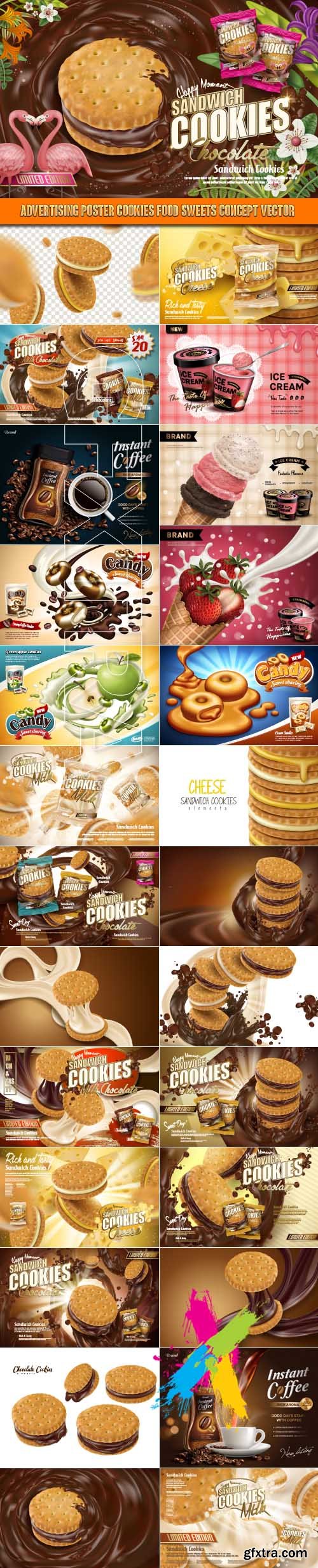 Advertising Poster Cookies food sweets Concept vector