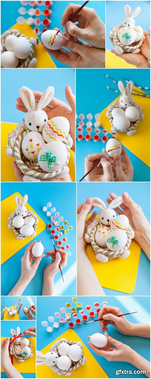 Person painting Easter eggs 9X JPEG