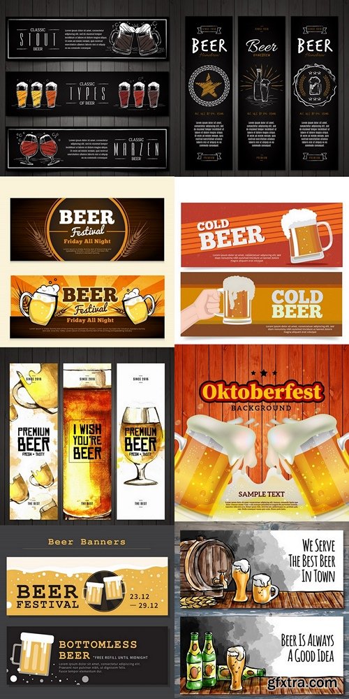 Elegant vintage banners set of beer