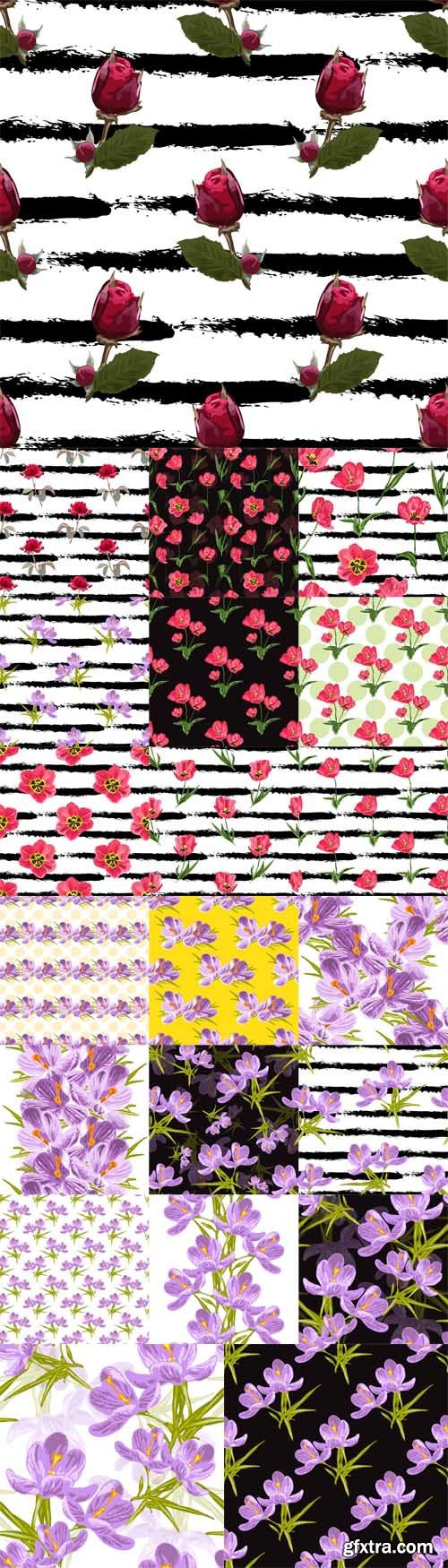 Vector Set - Seamless Patterns Floral