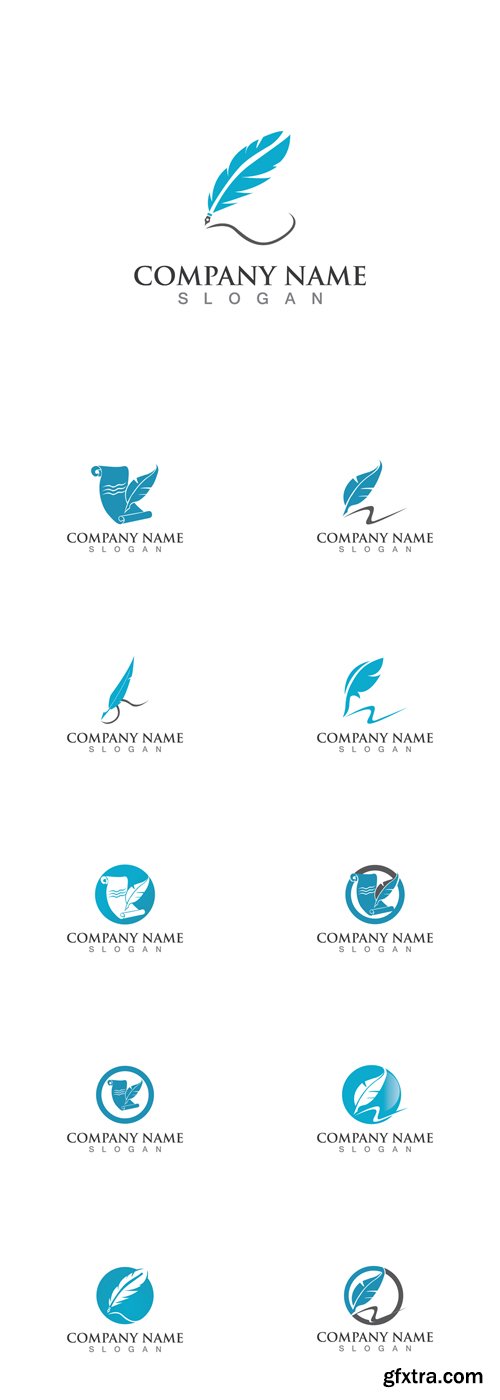 Vector Set - Pen Write Feather Logos