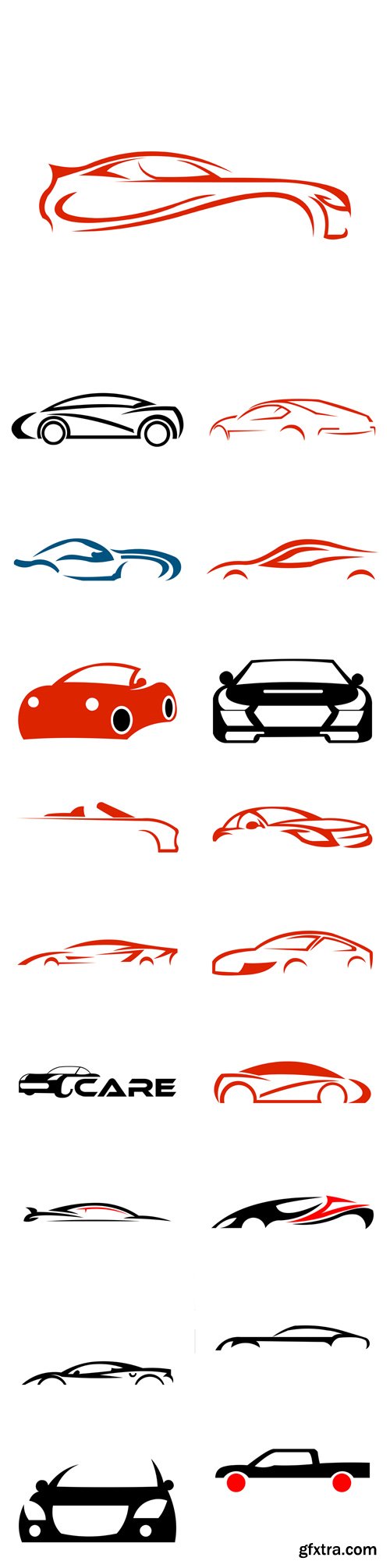 Vector Set - Auto Company Logo Design Concept with Sports Car Silhouette