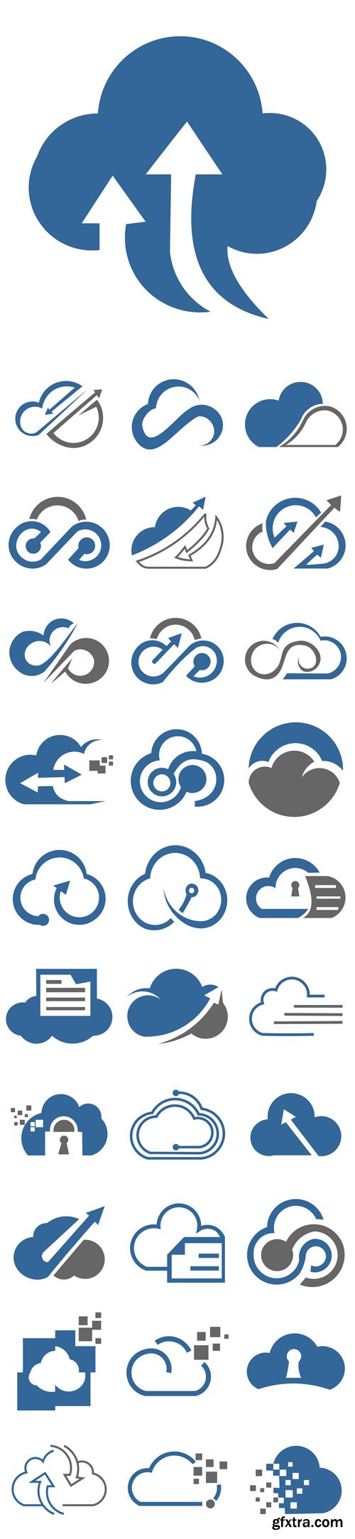 Vector Set - Simple Cloud Logo Icon Template Package Data