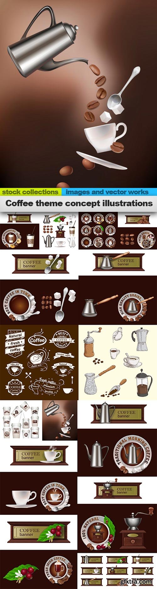 Coffee theme concept illustrations, 15 x EPS