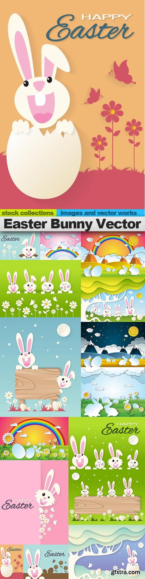 Easter Bunny Vector, 15 x EPS