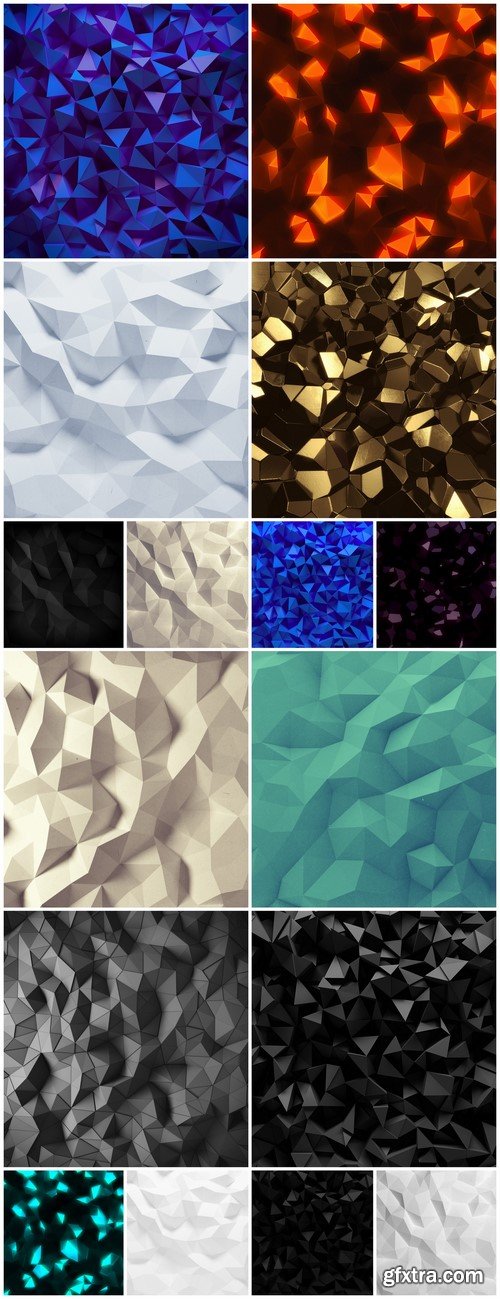 Abstract 3D geometric polygon facet background mosaic 16X JPEG