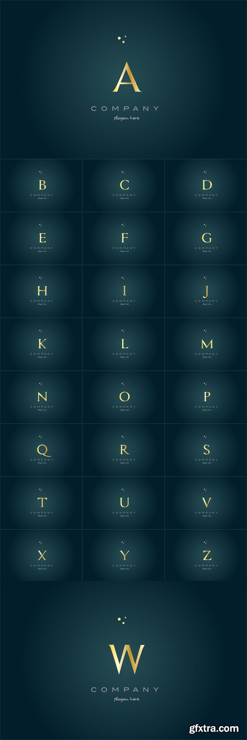 Vector Set - Golden Luxury Alphabet Letter Logo Icon Templates