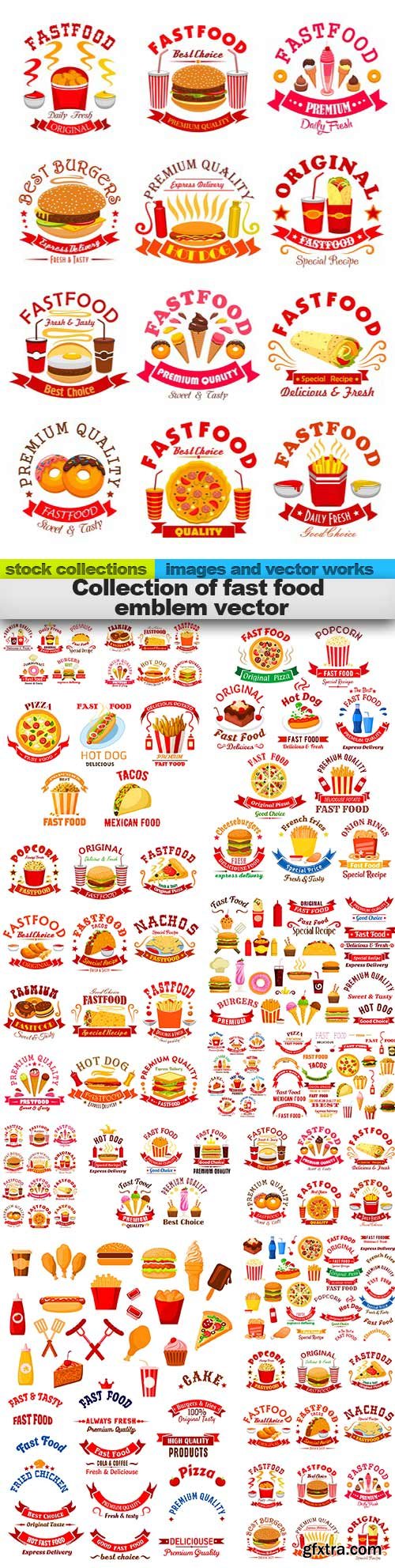 Collection of fast food emblem vector, 15 X EPS