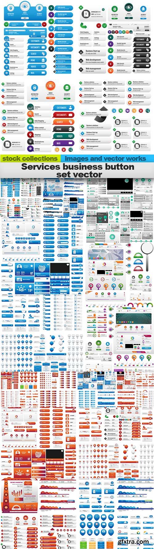 Services business button set vector, 15 X EPS