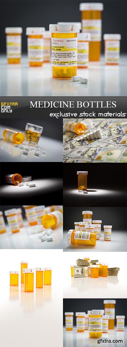 Medicine Bottles, 9 x UHQ JPEG