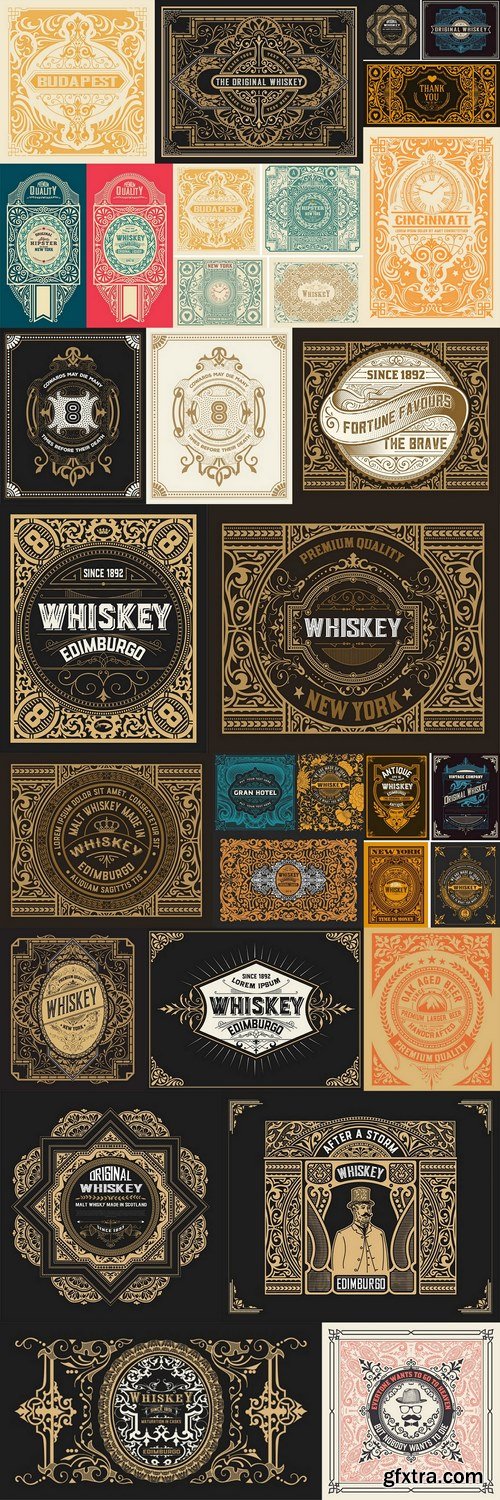 Set Whiskey labes. vector