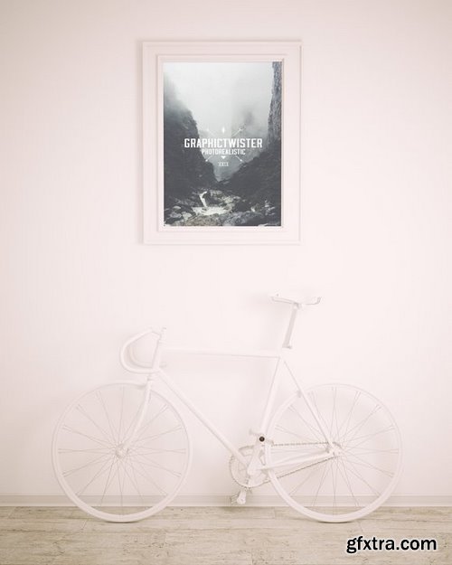 CM - Wall Frame Mockup With Bicycle 650308