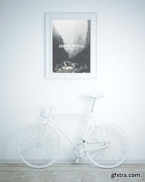 CM - Wall Frame Mockup With Bicycle 650308