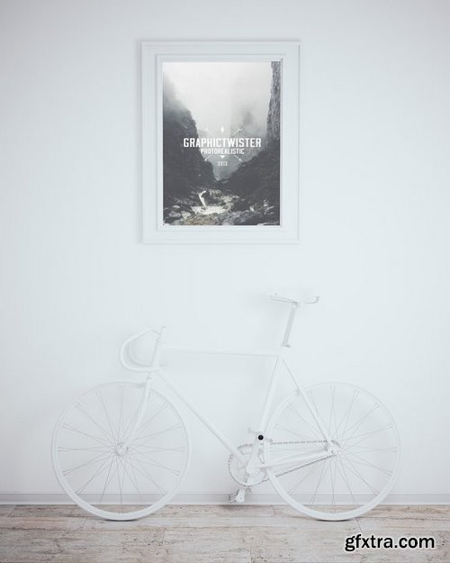 CM - Wall Frame Mockup With Bicycle 650308