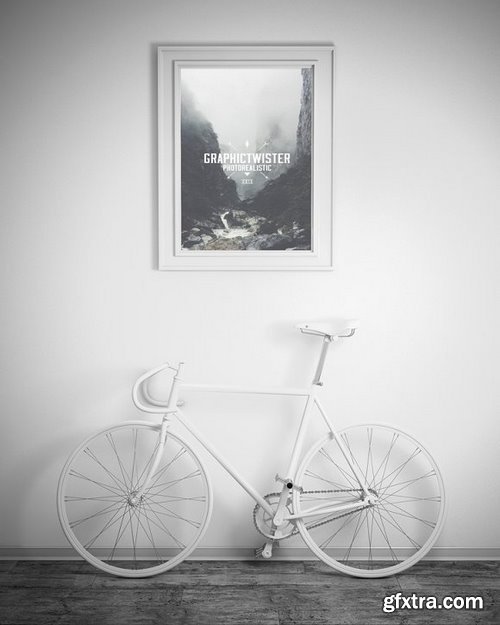 CM - Wall Frame Mockup With Bicycle 650308