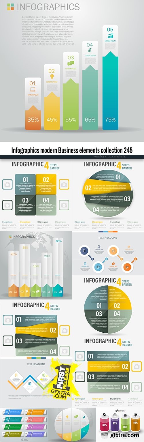 Infographics modern Business elements collection 245