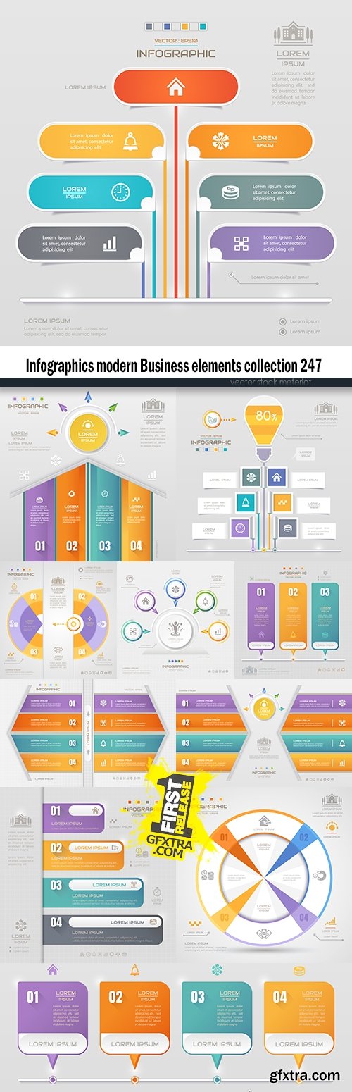 Infographics modern Business elements collection 247