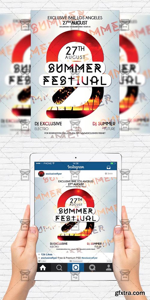 Summer Festival - Flyer Template + Instagram Size Flyer