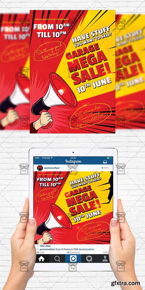 Garage Mega Sale - Flyer Template + Instagram Size Flyer