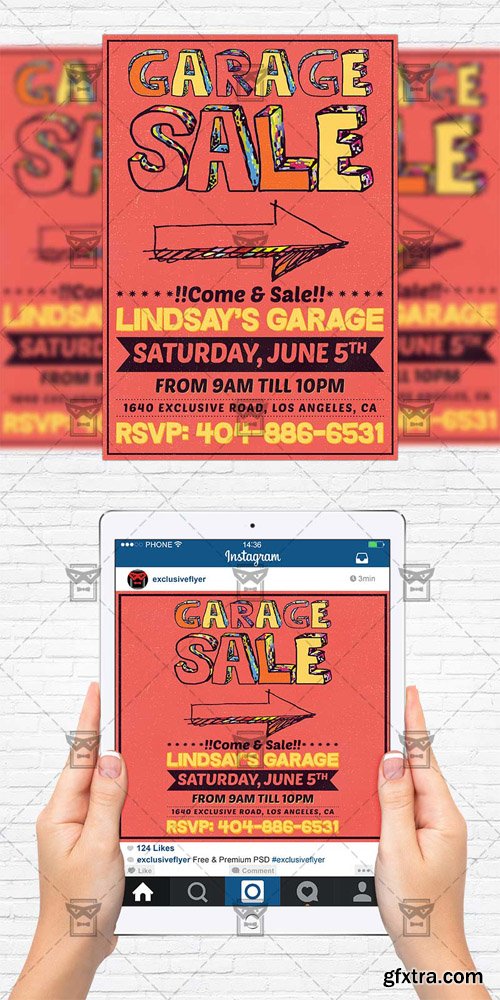 Garage Sale - Flyer Template + Instagram Size Flyer