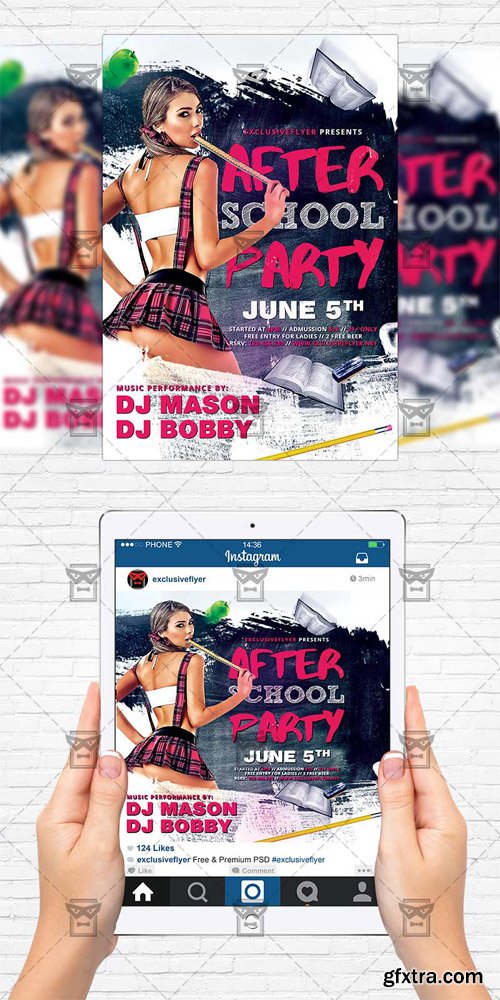 After School Party - Flyer Template + Instagram Size Flyer