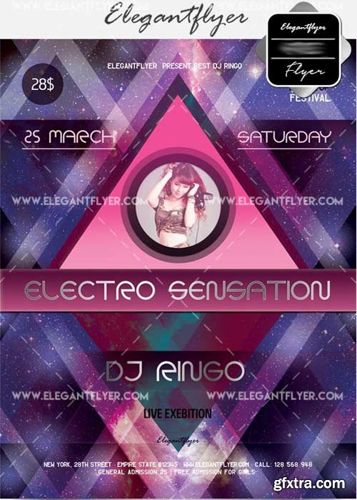 Electro Sensation V12 Flyer PSD Template + Facebook Cover