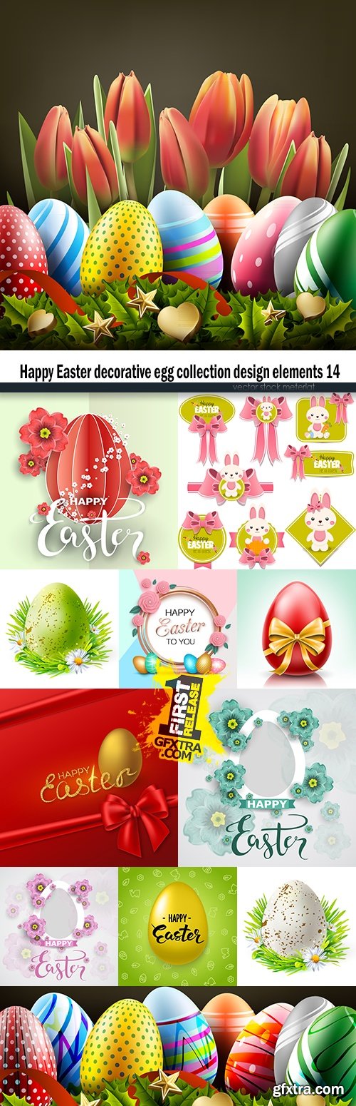 Happy Easter decorative egg collection design elements 14