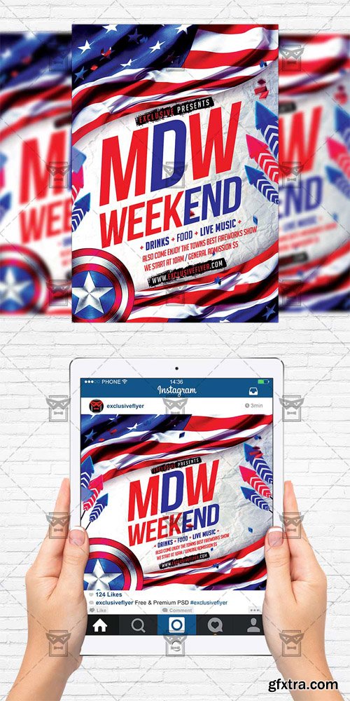 Memorial Day Weekend - Flyer Template + Instagram Size Flyer