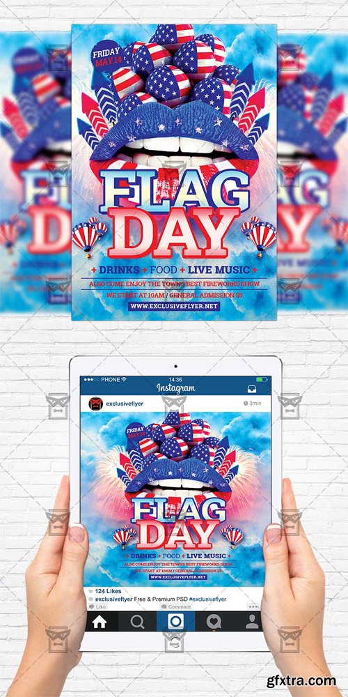 Flag Day - Flyer Template + Instagram Size Flyer