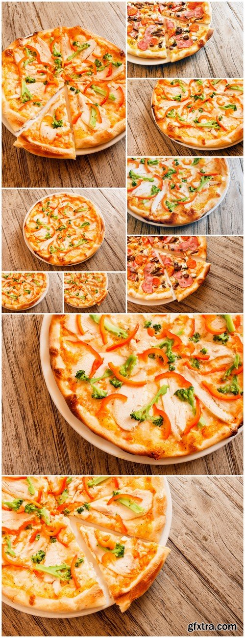 Pizza on wooden background 10X JPEG