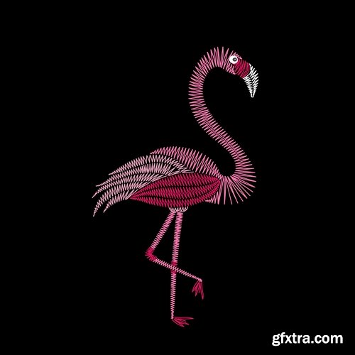 Flamingo collection of bird background background pattern of wing feather wallpaper 25 EPS