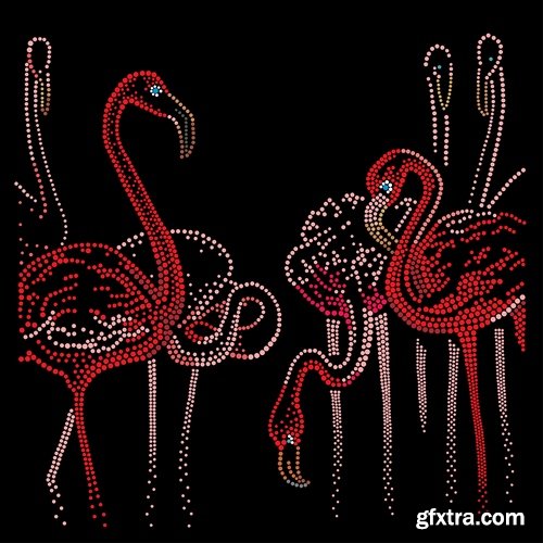 Flamingo collection of bird background background pattern of wing feather wallpaper 25 EPS