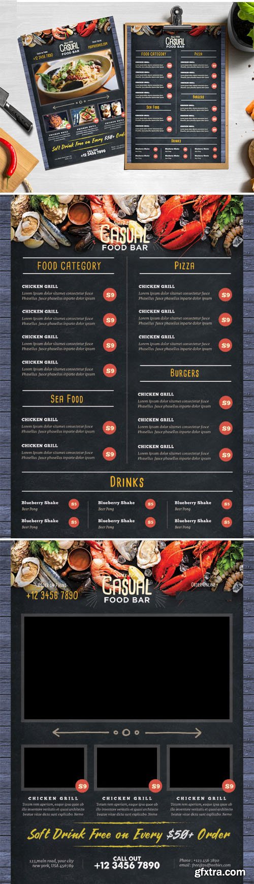 Chalkboard Style Food Menu PSD Template