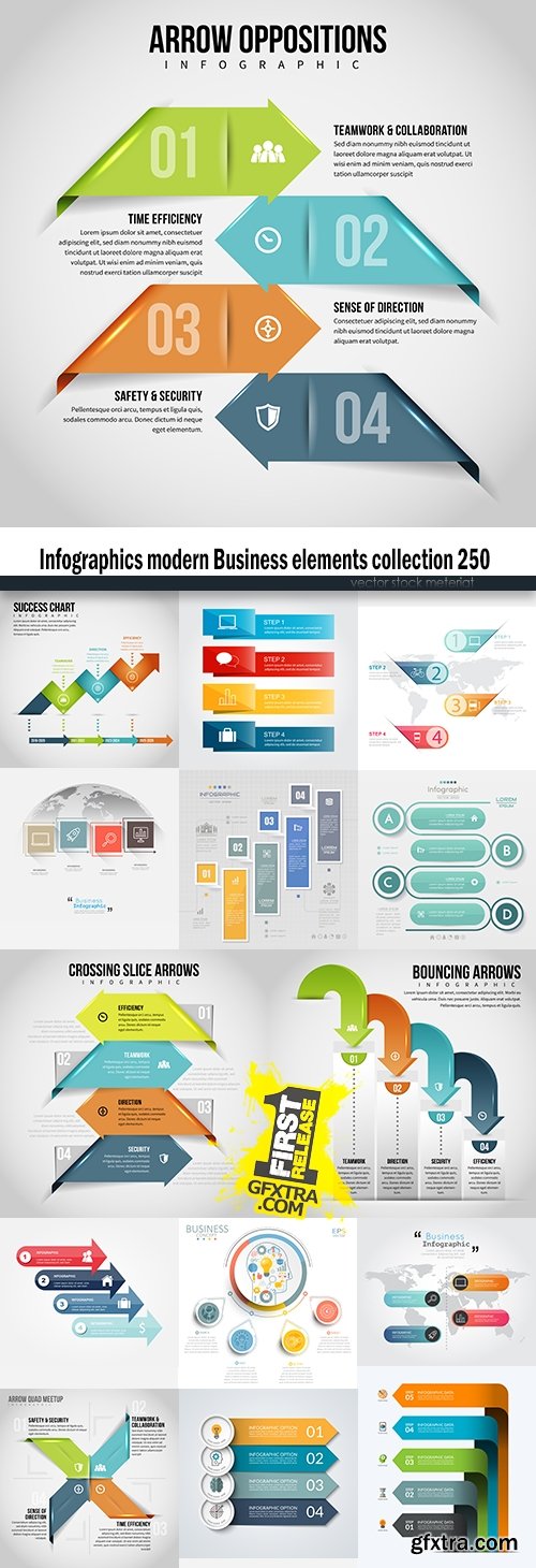 Infographics modern Business elements collection 250