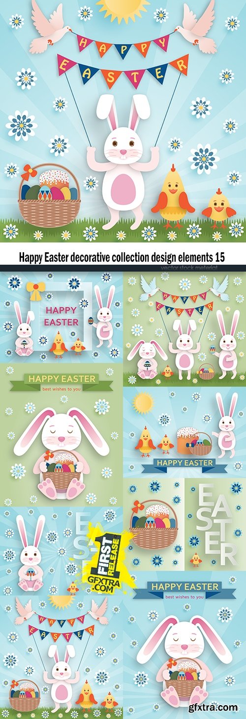 Happy Easter decorative collection design elements 15