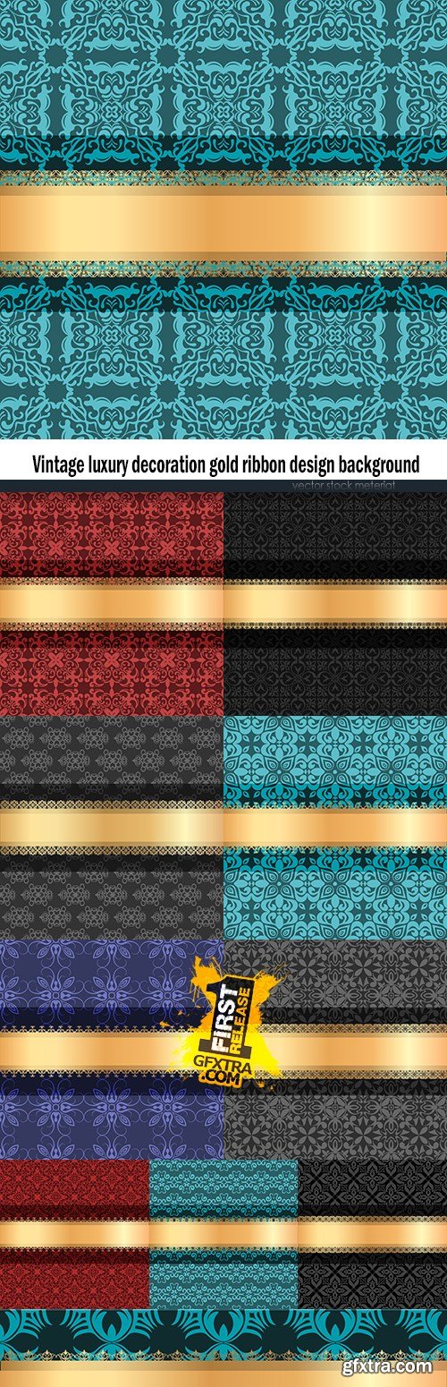 Vintage luxury decoration gold ribbon design background