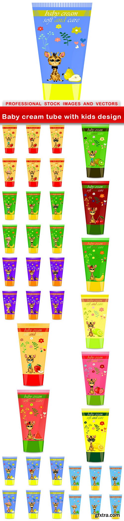 Baby cream tube with kids design - 14 EPS