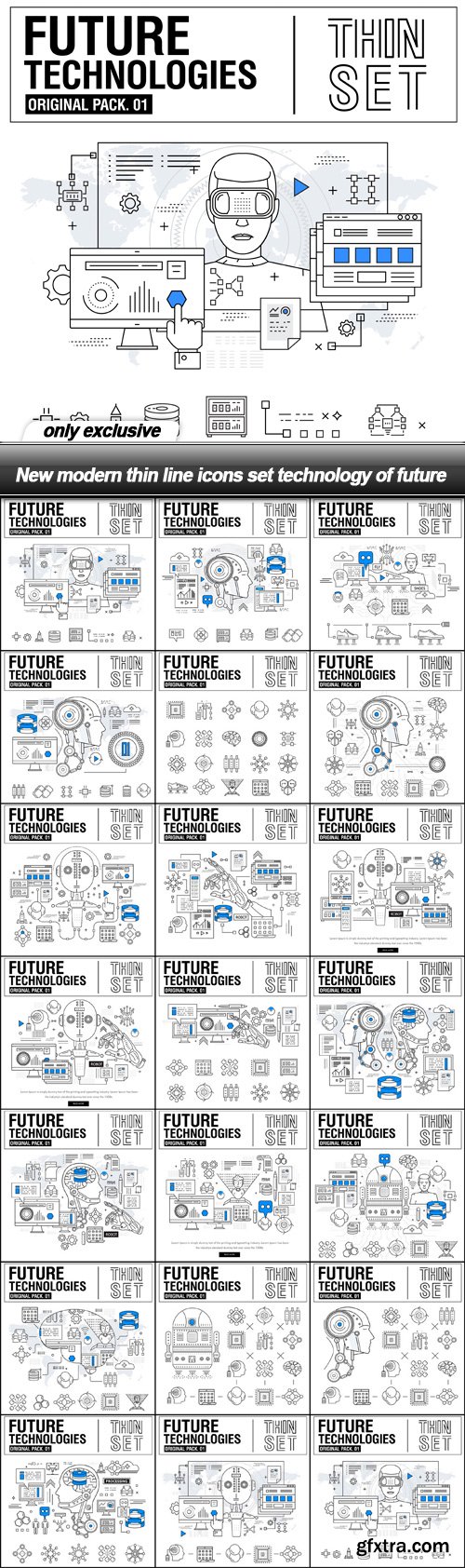 New modern thin line icons set technology of future - 20 EPS